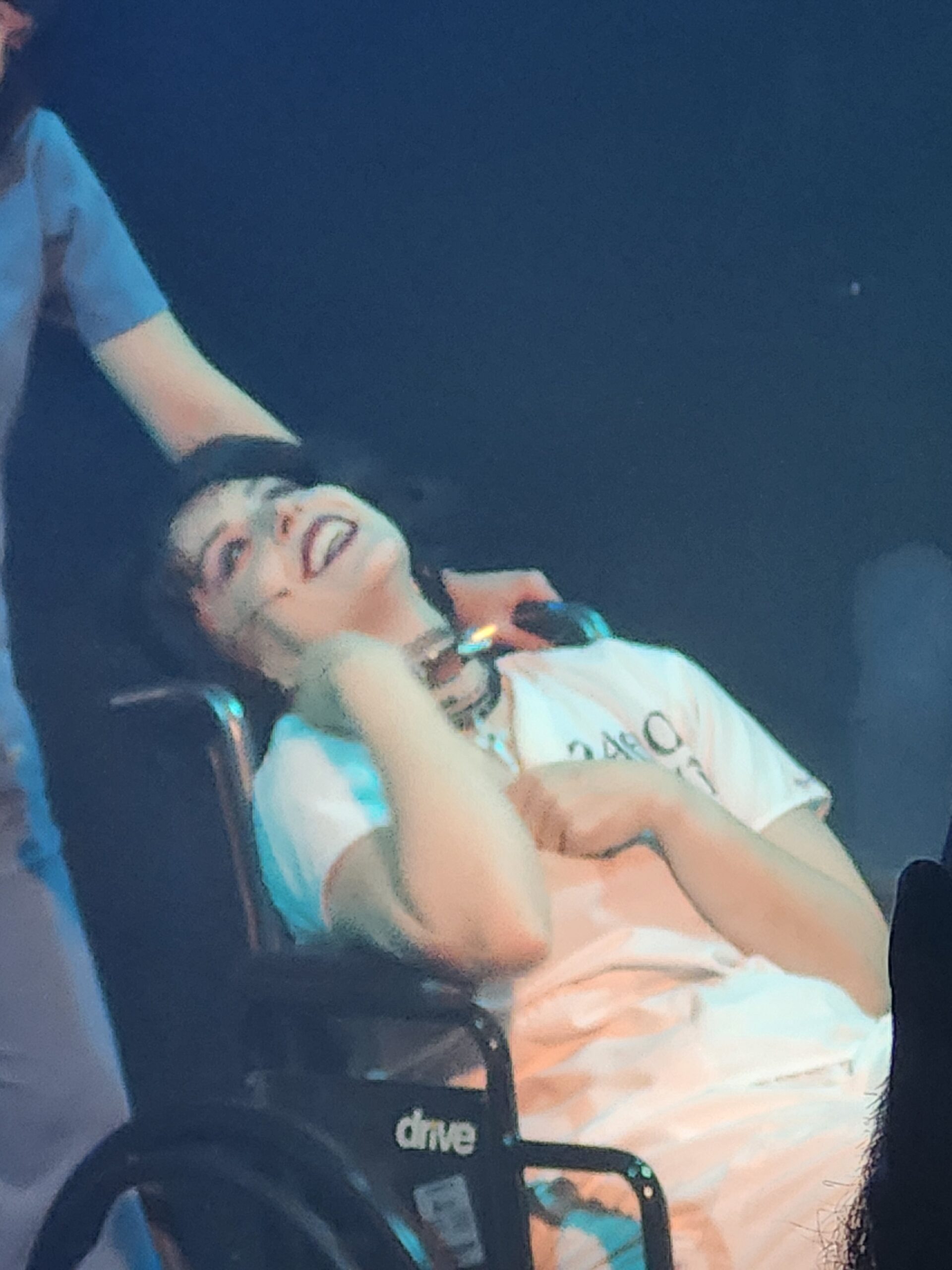 Actress in wheelchair acting crazy